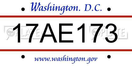 17AE173 District Of Columbia License Plate