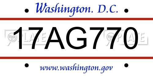 17AG770 District Of Columbia License Plate