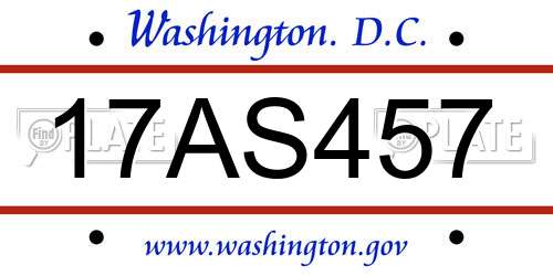 17AS457 District Of Columbia License Plate