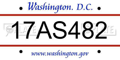 17AS482 District Of Columbia License Plate