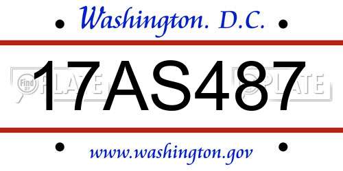 17AS487 District Of Columbia License Plate
