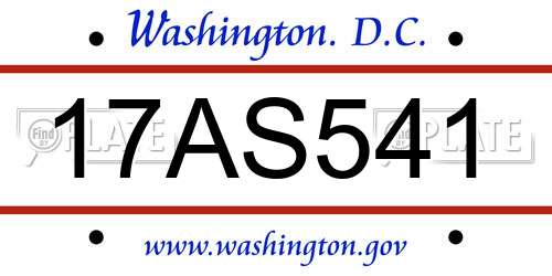 17AS541 District Of Columbia License Plate