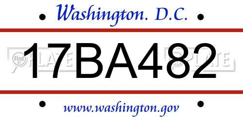 17BA482 District Of Columbia License Plate