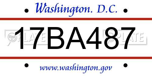17BA487 District Of Columbia License Plate