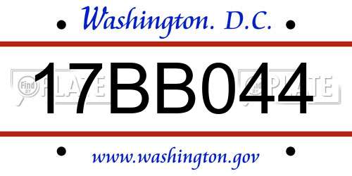17BB044 District Of Columbia License Plate