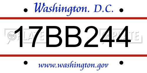 17BB244 District Of Columbia License Plate