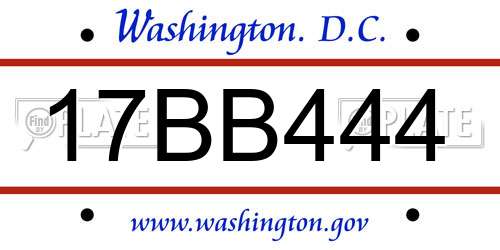 17BB444 District Of Columbia License Plate