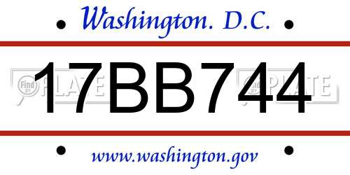 17BB744 District Of Columbia License Plate