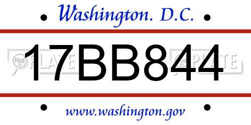 17BB844 District Of Columbia License Plate