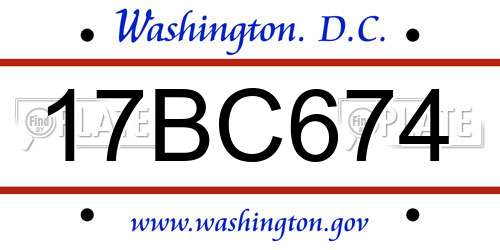 17BC674 District Of Columbia License Plate