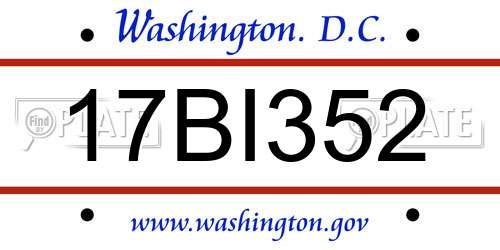 17BI352 District Of Columbia License Plate