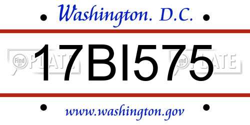 17BI575 District Of Columbia License Plate