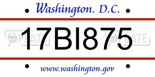 17BI875 District Of Columbia License Plate