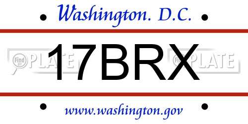 17BRX District Of Columbia License Plate