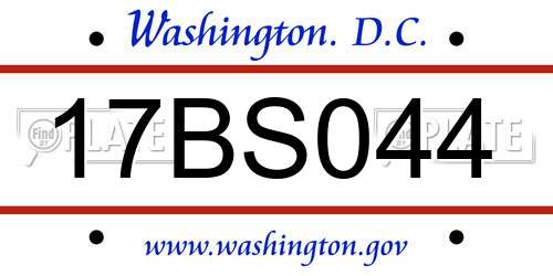 17BS044 District Of Columbia License Plate