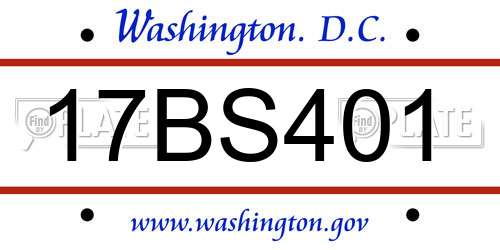 17BS401 District Of Columbia License Plate