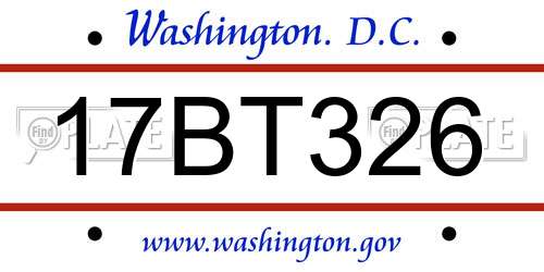 17BT326 District Of Columbia License Plate