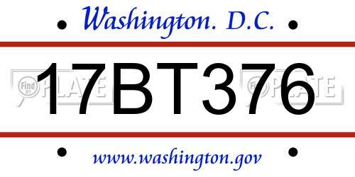 17BT376 District Of Columbia License Plate