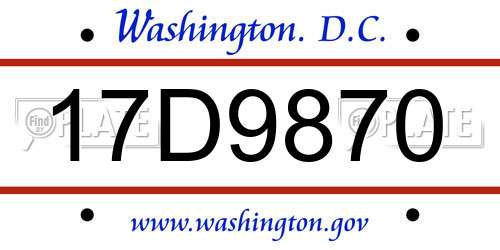 17D9870 District Of Columbia License Plate