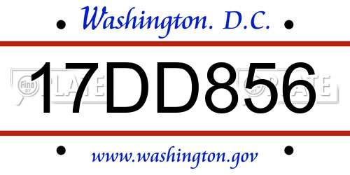 17DD856 District Of Columbia License Plate