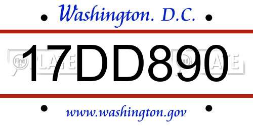 17DD890 District Of Columbia License Plate