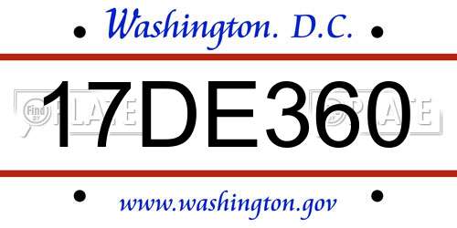 17DE360 District Of Columbia License Plate