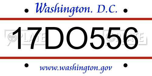 17DO556 District Of Columbia License Plate