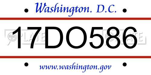 17DO586 District Of Columbia License Plate