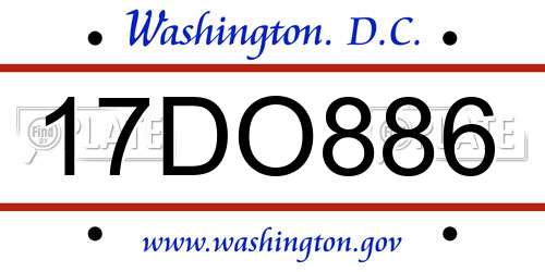 17DO886 District Of Columbia License Plate