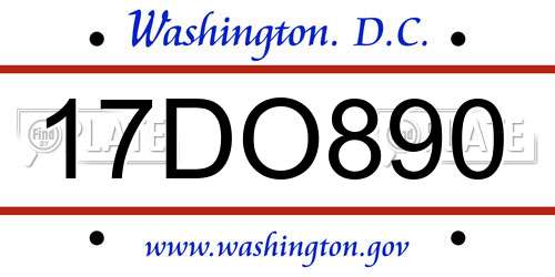17DO890 District Of Columbia License Plate