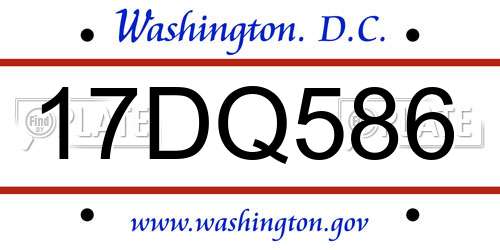 17DQ586 District Of Columbia License Plate
