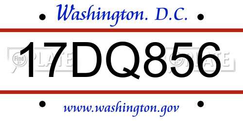 17DQ856 District Of Columbia License Plate