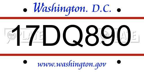 17DQ890 District Of Columbia License Plate