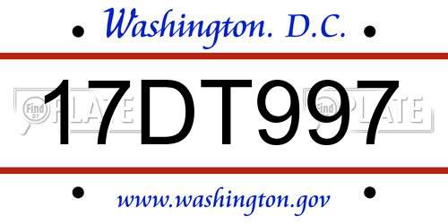 17DT997 District Of Columbia License Plate