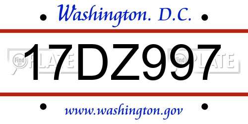 17DZ997 District Of Columbia License Plate