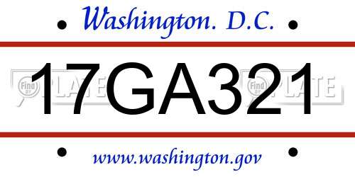 17GA321 District Of Columbia License Plate