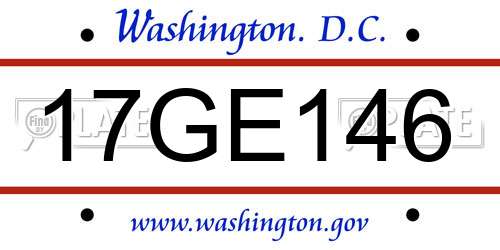 17GE146 District Of Columbia License Plate