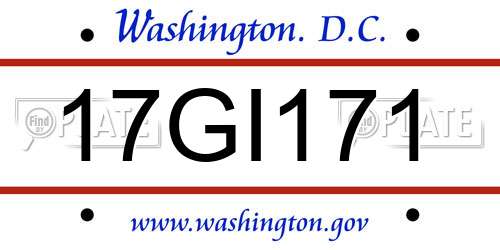 17GI171 District Of Columbia License Plate