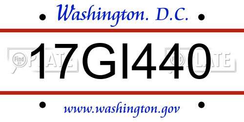 17GI440 District Of Columbia License Plate