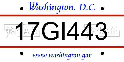 17GI443 District Of Columbia License Plate