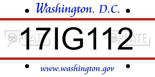 17IG112 District Of Columbia License Plate