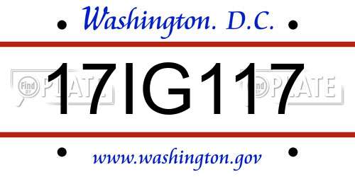 17IG117 District Of Columbia License Plate