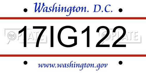 17IG122 District Of Columbia License Plate