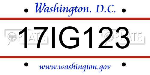 17IG123 District Of Columbia License Plate