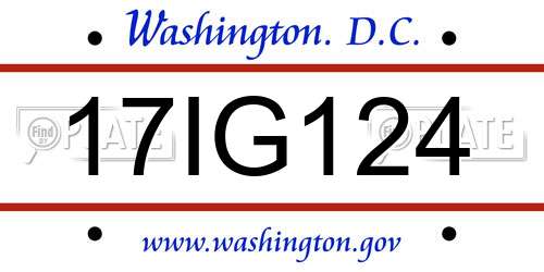 17IG124 District Of Columbia License Plate