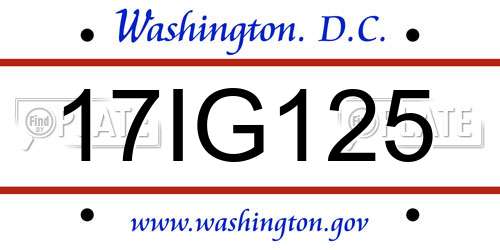 17IG125 District Of Columbia License Plate