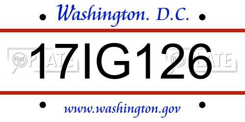 17IG126 District Of Columbia License Plate