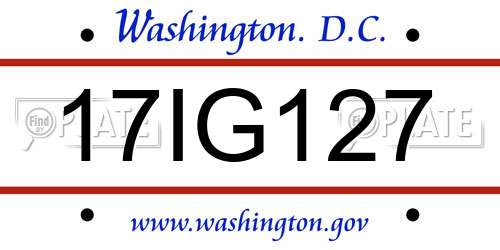 17IG127 District Of Columbia License Plate
