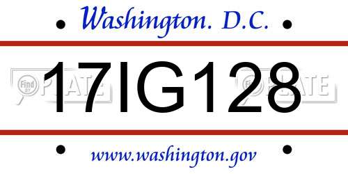 17IG128 District Of Columbia License Plate