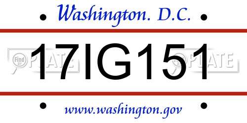 17IG151 District Of Columbia License Plate